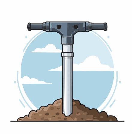 A detailed illustration of a soil probe taking a core sample from the earth.のイラスト素材