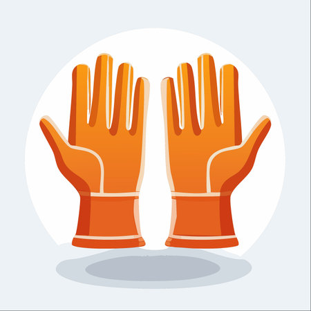 A pair of durable orange work gloves, ready for any task. This clean vector illustration represents safety, preparedness, and the hands-on approach for construction, gardening, or industrial jobs.のイラスト素材