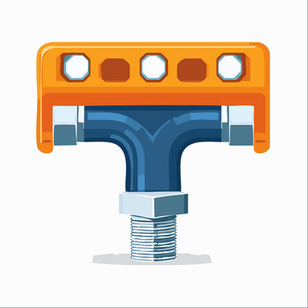 A detailed vector illustration of a T-joint pipe fitting, showcasing a robust and colorful design.のイラスト素材