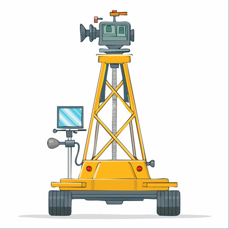A state-of-the-art mobile camera tower stands ready for action.のイラスト素材