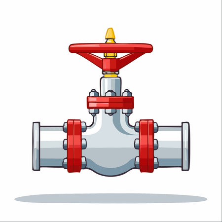 A detailed vector illustration of a robust industrial control valve, isolated on a white background.のイラスト素材