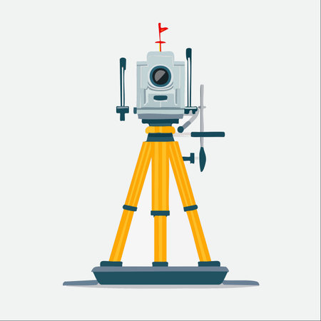 A detailed vector illustration of a theodolite, a precision instrument essential for modern surveying and construction.のイラスト素材