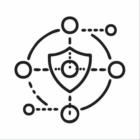 A minimalist line icon representing a centralized security hub.のイラスト素材