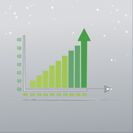 A simple yet powerful illustration of a bar chart demonstrating consistent growth.のイラスト素材