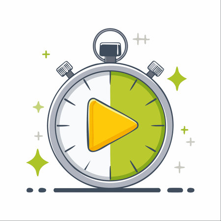An engaging illustration combining a classic stopwatch with a modern play button.のイラスト素材