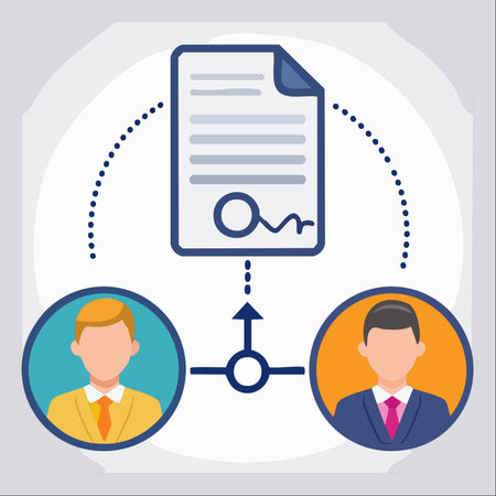 A conceptual vector illustration depicting two businessmen finalizing a deal.のイラスト素材