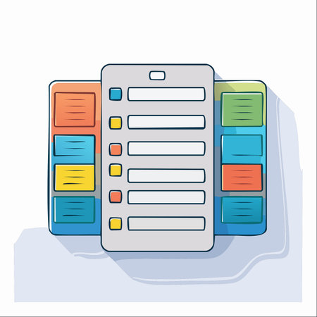 A clean and colorful vector illustration showcasing a modern digital interface for task management.のイラスト素材