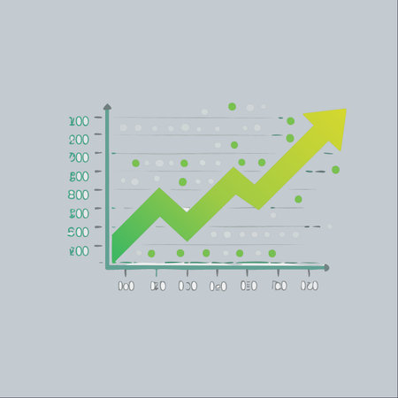 A vibrant green arrow charts a course of upward momentum on a data graph, illustrating a story of success, financial growth, and positive market trends.のイラスト素材