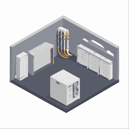 An isometric illustration depicting the organized and powerful infrastructure of a modern data center.のイラスト素材