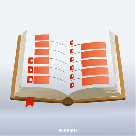 An open book reveals a list of important tasks or key points, highlighted for emphasis.のイラスト素材
