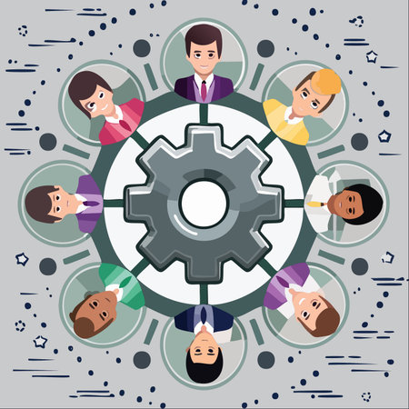 A diverse group of professionals are interconnected, forming a powerful network.のイラスト素材