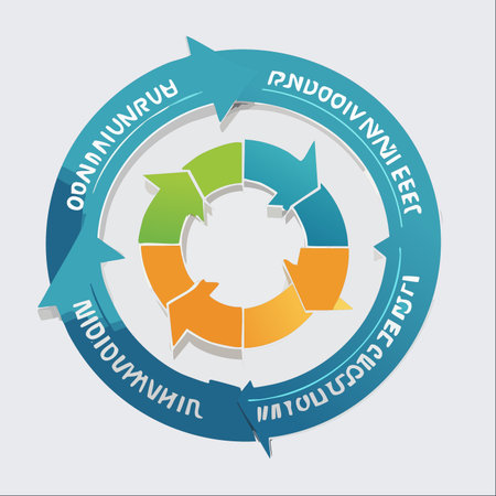 A dynamic circular arrow diagram illustrating a continuous workflow or business process.のイラスト素材