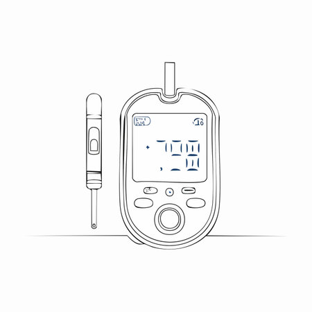 A simple and clear outline illustration of a blood glucose meter and lancing device.のイラスト素材