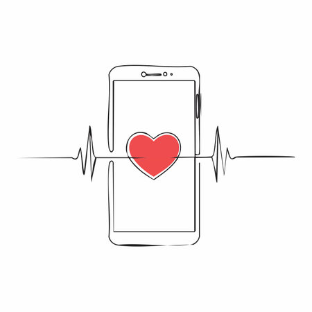 A continuous line drawing illustrates the fusion of modern technology and personal wellness.のイラスト素材