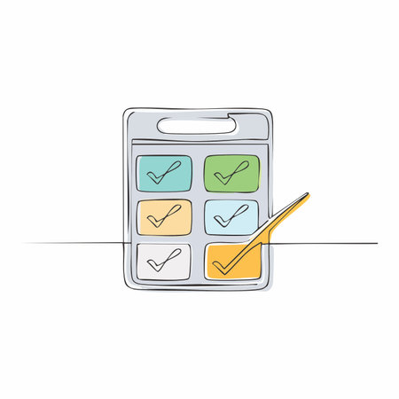 A single, unbroken line artfully illustrates the satisfying moment of checking off the final item on a to-do list.のイラスト素材