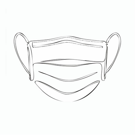 A simple yet powerful continuous line drawing of a medical face mask.のイラスト素材
