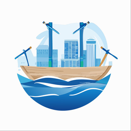 A metaphorical illustration representing the journey of urban development and business innovation.のイラスト素材