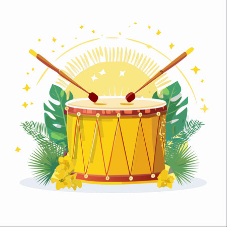 The vibrant beat of a carnival drum echoes through a tropical paradise.のイラスト素材