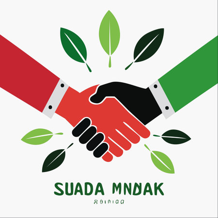 A symbolic vector illustration of a handshake, representing a successful agreement or partnership.のイラスト素材