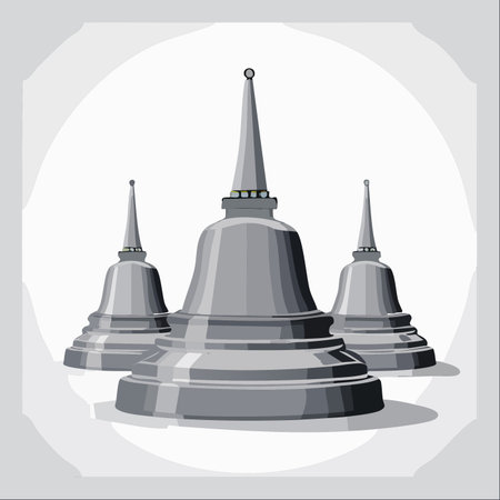 This graphic represents the peaceful and sacred atmosphere of an Asian temple complex.のイラスト素材