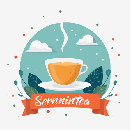 Start your day with a moment of peace. This charming vector illustration features a warm, steaming cup of tea, symbolizing a tranquil break and a gentle start to the morning.のイラスト素材