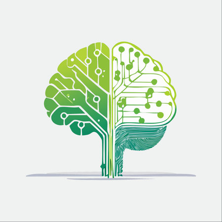 An illustration symbolizing the fusion of human intelligence and artificial technology.のイラスト素材