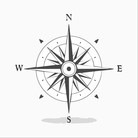A classic, minimalist compass rose icon, symbolizing guidance, adventure, and finding one's path.