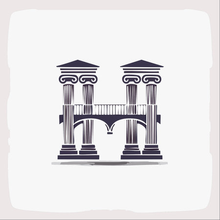 A strong and elegant letter 'H' monogram formed by classical Ionic columns connected by a sturdy bridge.のイラスト素材