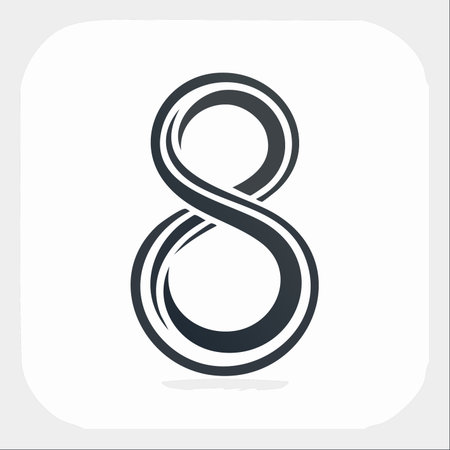 A sleek, modern representation of the number eight, designed as a continuous, flowing loop.
