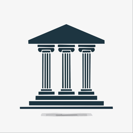 A simple yet powerful vector icon of a classical building with three pillars.のイラスト素材