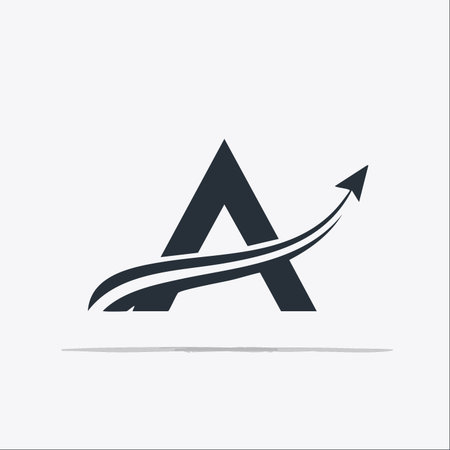 A modern and sleek logo design featuring the initial 'A' combined with a dynamic swoosh that transforms into an upward-pointing arrow.のイラスト素材