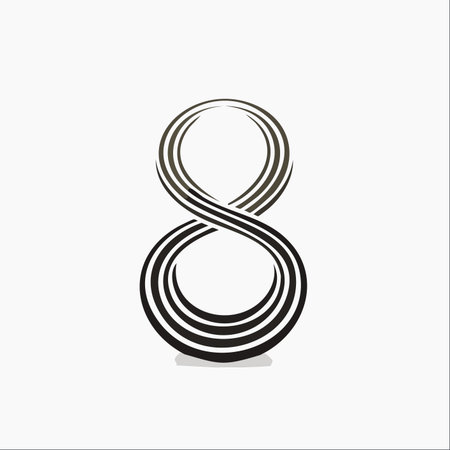 An elegant and modern representation of the number eight, crafted from flowing, continuous lines.のイラスト素材