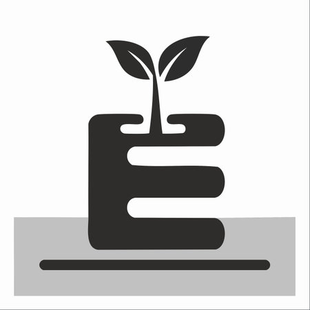A minimalist icon representing the fusion of business and nature.のイラスト素材