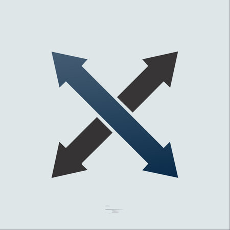A clean and modern vector icon featuring two intersecting arrows pointing in opposite diagonal...