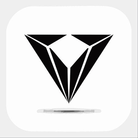 A sleek and modern black geometric triangle icon, isolated on a white background.のイラスト素材
