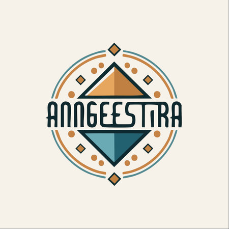 A modern and clean logo design featuring symmetrical geometric shapes and a unique, custom typeface.のイラスト素材