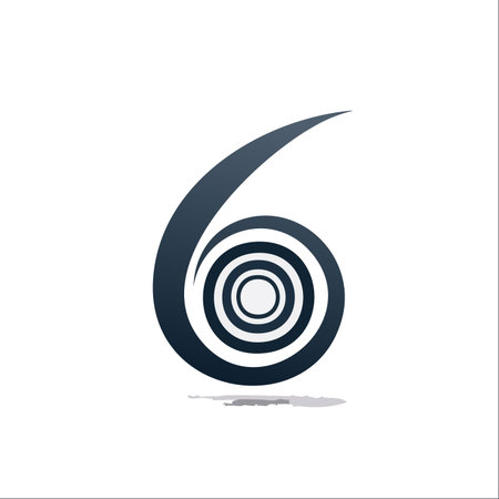 An abstract and dynamic logo featuring a spiral shape with concentric circles, resembling the number six.のイラスト素材