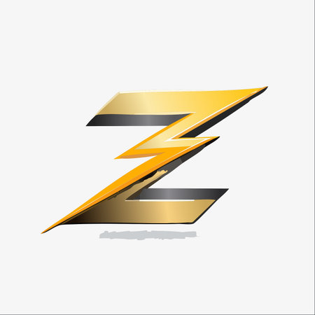 A dynamic and powerful emblem featuring the letter Z merged with a brilliant golden lightning bolt.のイラスト素材