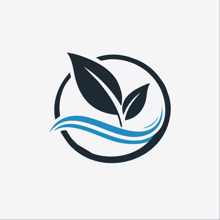 A minimalist and modern logo representing the harmony between nature and water.のイラスト素材