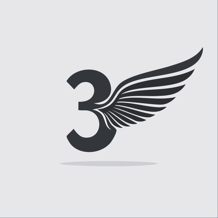 A sleek and modern logo featuring the number three seamlessly integrated with a dynamic wing.のイラスト素材