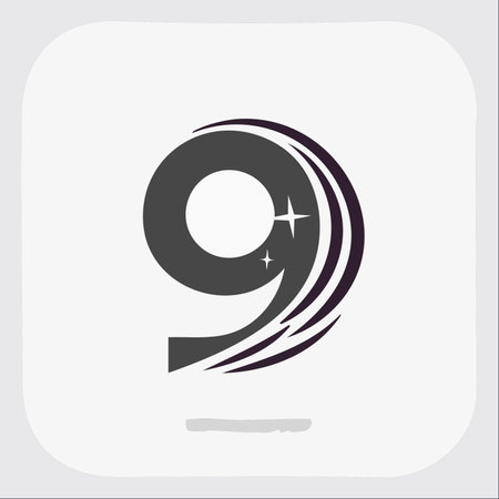 A sleek and modern logo featuring the number 9, designed with dynamic swooshes to convey speed and progress.のイラスト素材