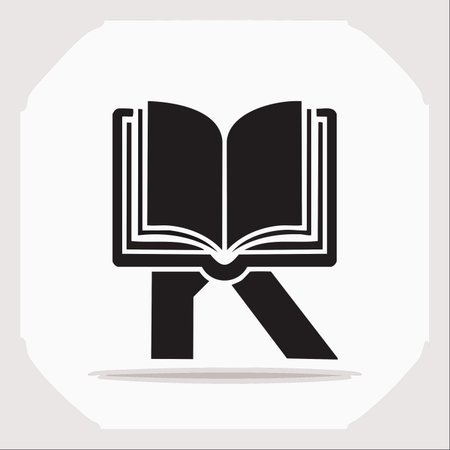 A clean and clever logo design combining the initial 'R' with an open book.のイラスト素材