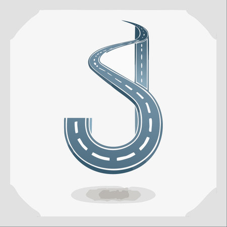 A stylized highway twists and turns, forming the elegant shape of the letter 'J'.のイラスト素材