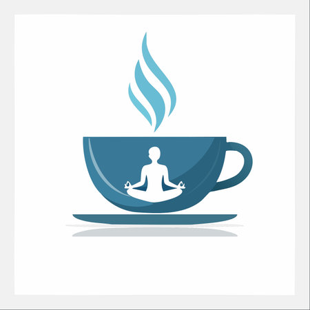 A creative logo concept blending the warmth of a morning beverage with the tranquility of meditation.のイラスト素材