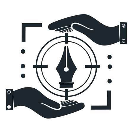 A symbolic icon representing the careful and precise process of creative work.のイラスト素材