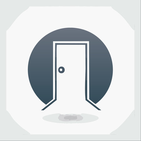 This clean, modern vector icon depicts a door, symbolizing a gateway to new opportunities, choices, and possibilities.のイラスト素材