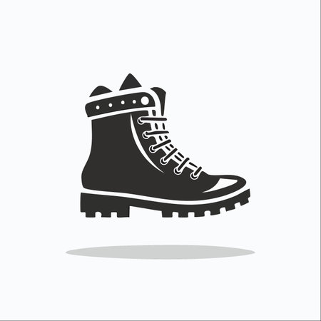 A simple yet powerful icon of a rugged hiking boot, symbolizing the spirit of adventure and exploration.のイラスト素材