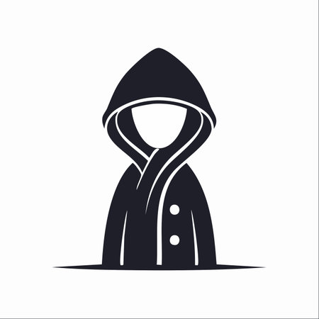 A minimalist icon of an anonymous figure shrouded in a dark, hooded cloak.のイラスト素材