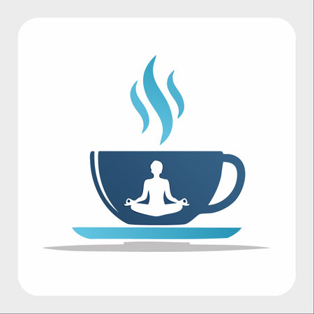 A creative logo concept blending the energizing warmth of a hot beverage with the serene practice of yoga.のイラスト素材