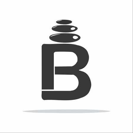 A creative and minimalist logo design featuring the initial 'B' combined with a stack of balancing Zen stones.のイラスト素材